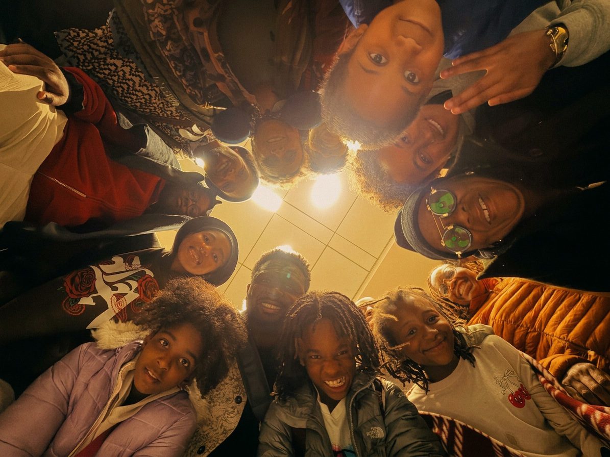 Youth in a circle of joy